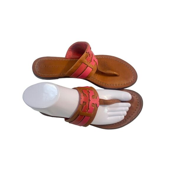 Tory Burch Leigh Tumbled Calf Leather Thong Sandals size 6.5 M - Picture 2 of 6